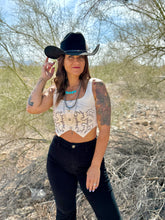 Load image into Gallery viewer, Boot Stitch Embroidered Crop Top