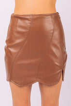 Load image into Gallery viewer, Scallop Hem Faux Leather Mini Skirt