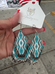 Blue beaded earrings