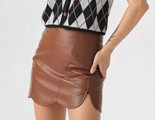 Load image into Gallery viewer, Scallop Hem Faux Leather Mini Skirt