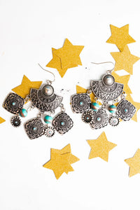 Yasmin Turquoise Silvertone Earrings