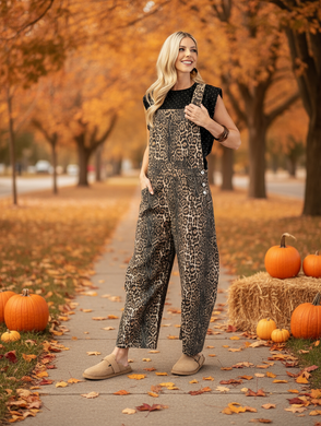 Leopard Barrel Overalls