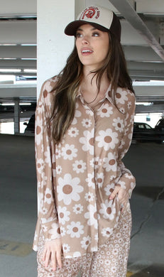 Retro Flower Mesh Blouse