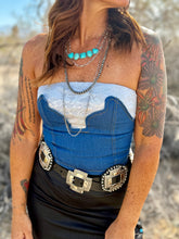 Load image into Gallery viewer, Denim &amp; Lace Corset Top
