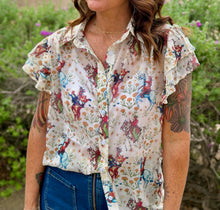 Load image into Gallery viewer, Cowboy Flutter Sleeve Blouse