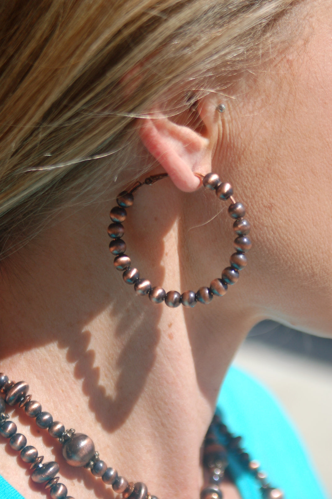 Copper Navajo Pearl Hoop earrings