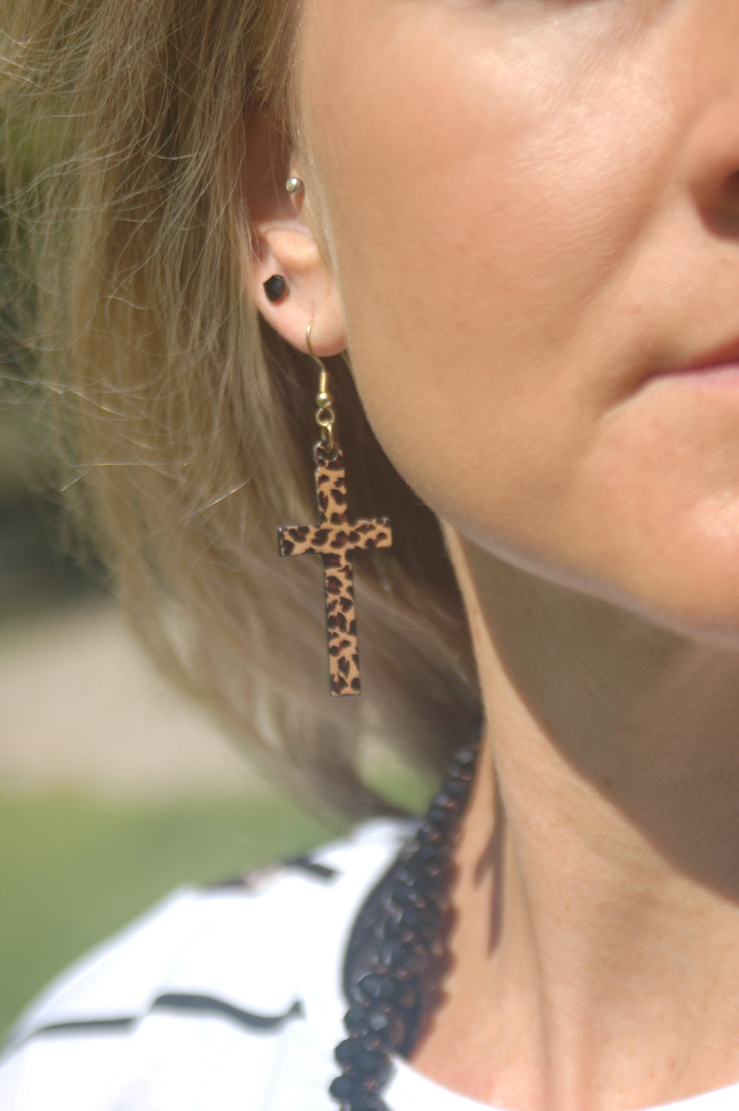 Leopard Cross earrings