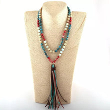 Load image into Gallery viewer, Red White Blue Tassel Necklace