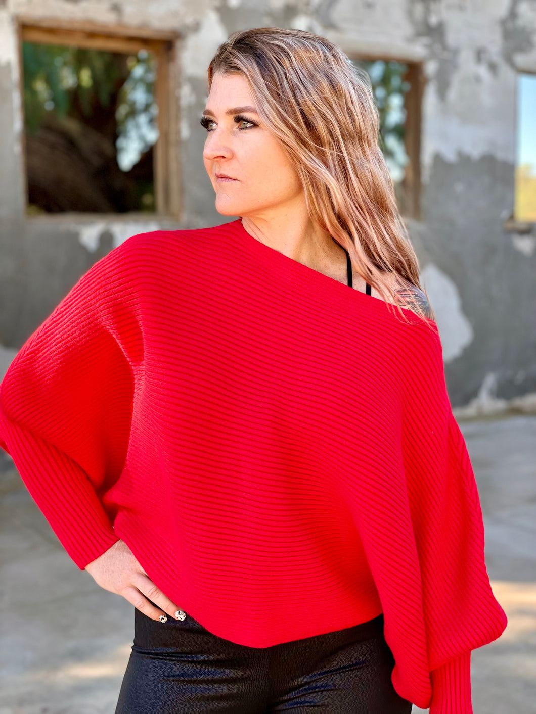 Red Hot Dolman sweater