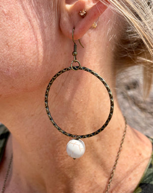 Hoop and stone earrings