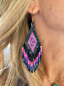 Boho Beaded earrings - Pink